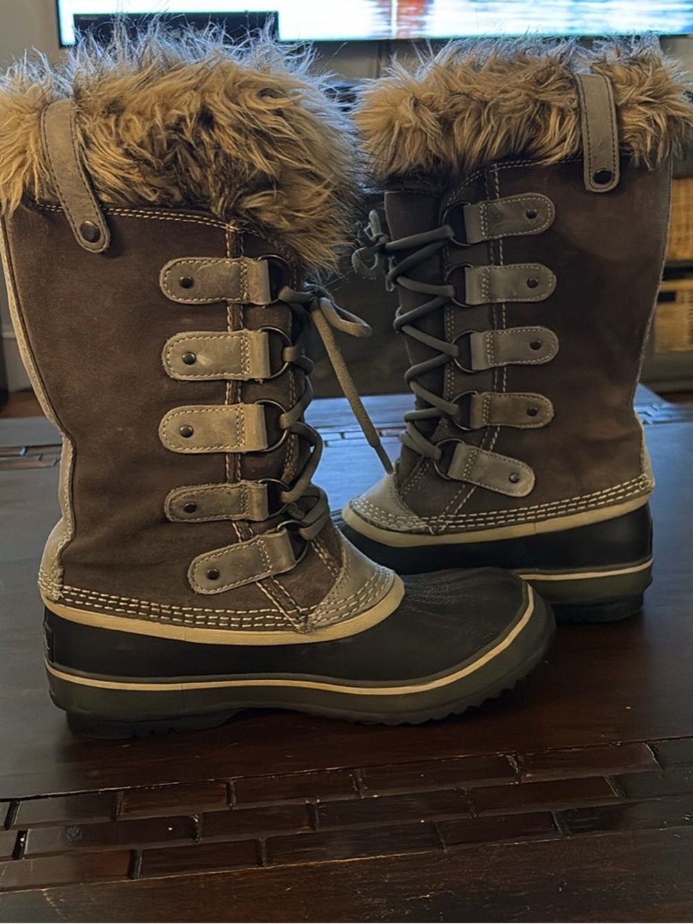 Sorel Brown Faux-Fur Lace-Up Winter Boots